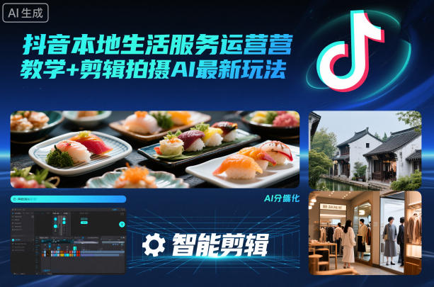 抖音本地生活服务运营教学+剪辑拍摄AI最新玩法-数码之翼