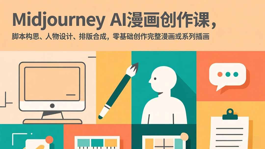 Midjourney AI漫画创作课,脚本构思、人物设计、排版合成,零基础创作完整漫画或系列插画-数码之翼