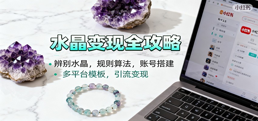 水晶小红书起号课：辨别水晶，规则算法，账号搭建，多平台模板，引流变现-数码之翼