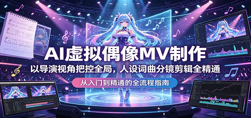 AI虚拟偶像MV制作：以导演视角把控全局，人设词曲分镜剪辑全精通-数码之翼