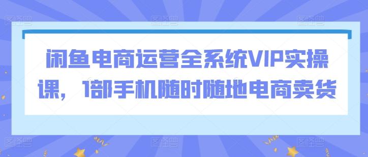 闲鱼电商运营全系统VIP实操课,1部手机随时随地电商卖货-数码之翼
