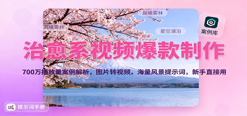 治愈系视频爆款制作，700万播放量案例解析，图片转视频，海量风景提示词，新手直接用-数码之翼