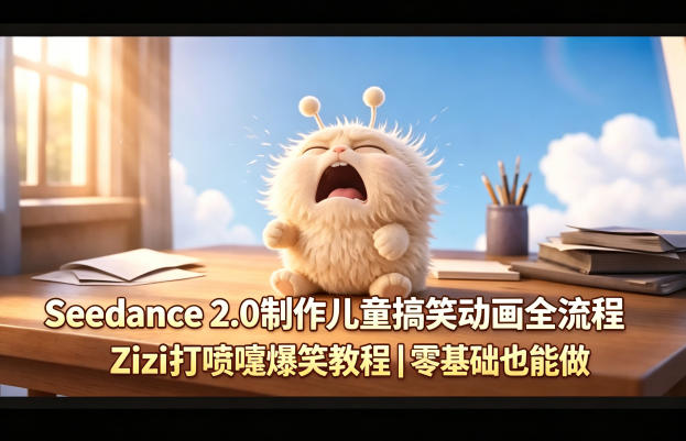 Seedance 2.0制作儿童搞笑动画全流程Zizi打喷嚏爆笑教程｜零基础也能做-数码之翼