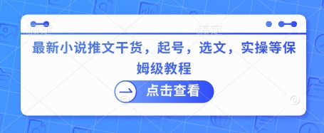 最新小说推文干货，起号，选文，实操等保姆级教程-数码之翼