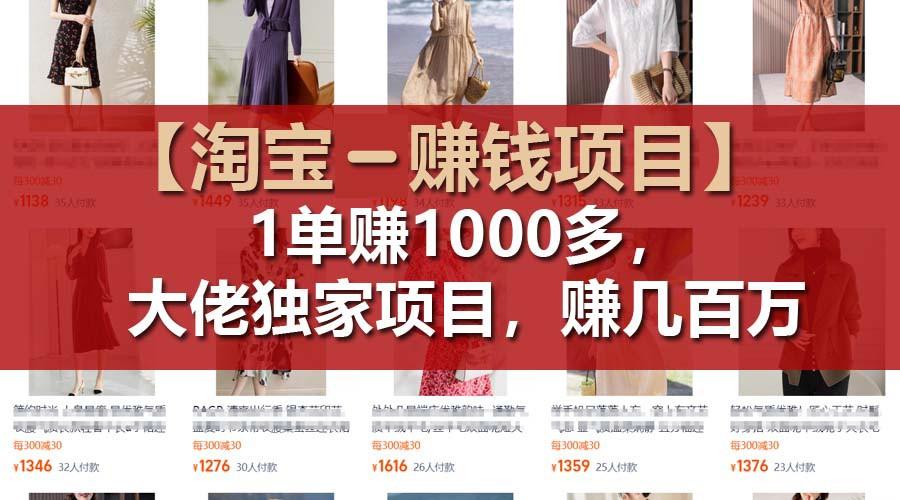 【淘宝赚钱项目】1单可赚1000多，大佬独家项目，年赚几百万-数码之翼