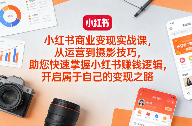小红书商业变现实战课，从运营到摄影技巧，助您快速掌握小红书賺钱逻辑，开启属于自己的变现之路-数码之翼