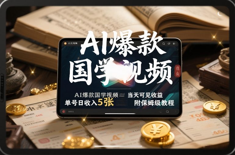 AI爆款国学视频,独家起号方法,小白直接上手,当天可见收益,单号日收入5张+附保姆级教程-数码之翼