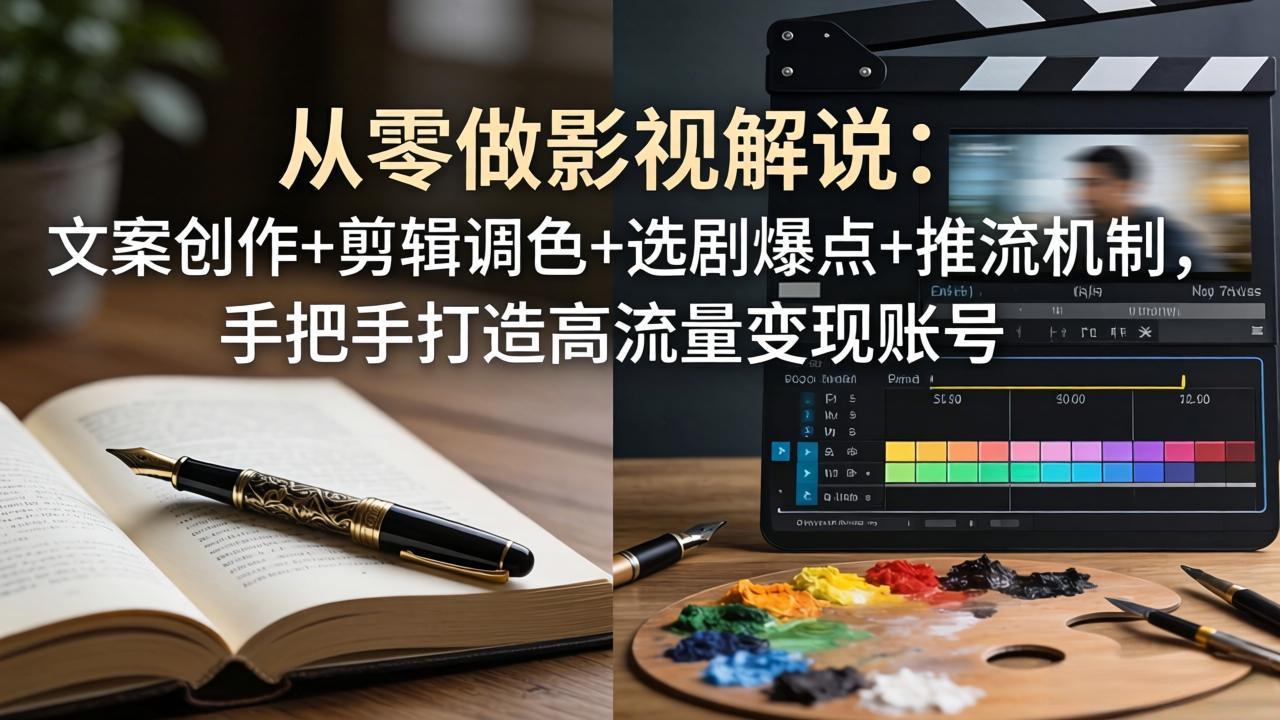 从零做影视解说：文案创作+剪辑调色+选剧爆点+推流机制，手把手打造高流量变现账号-数码之翼