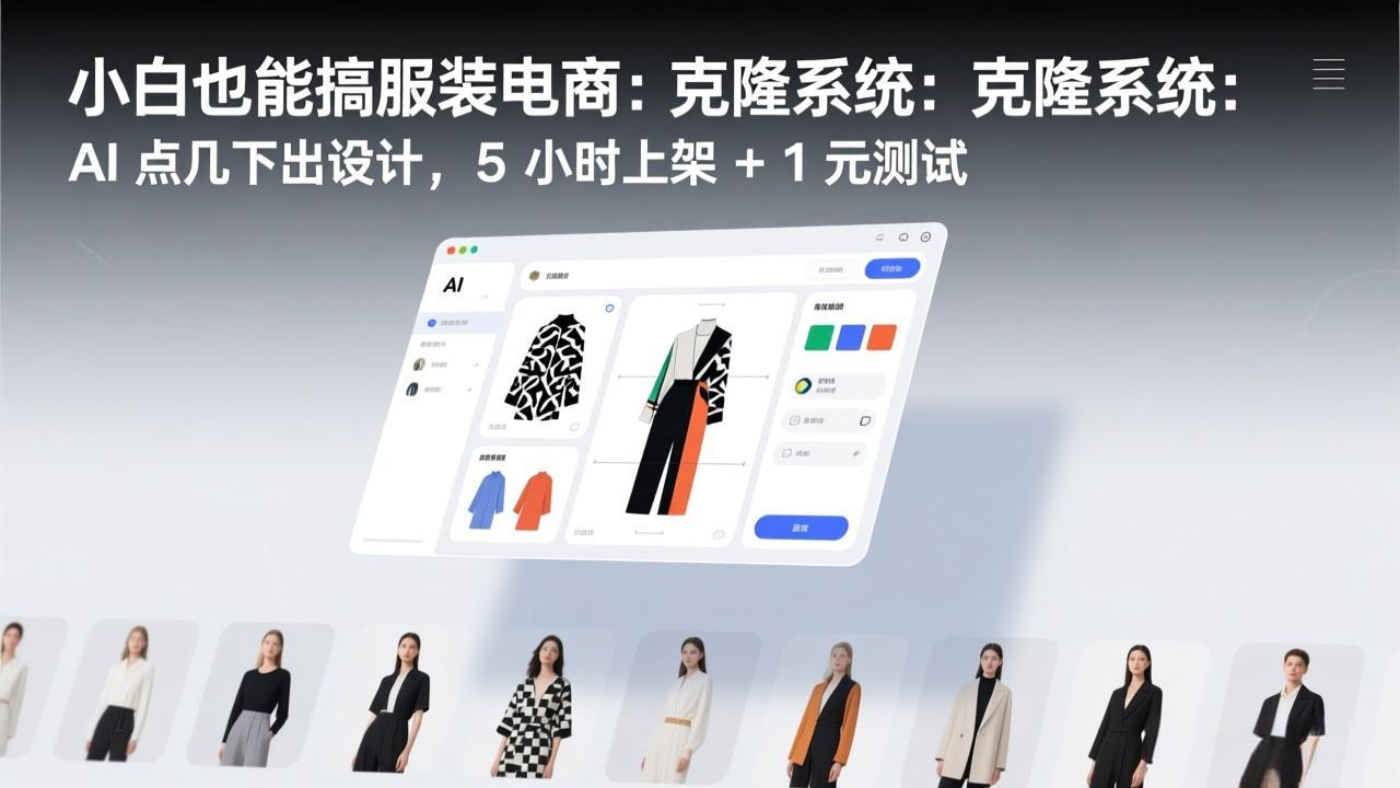 小白也能搞服装电商:克隆系统:AI 点几下出设计,5 小时上架 + 1 元测试-数码之翼