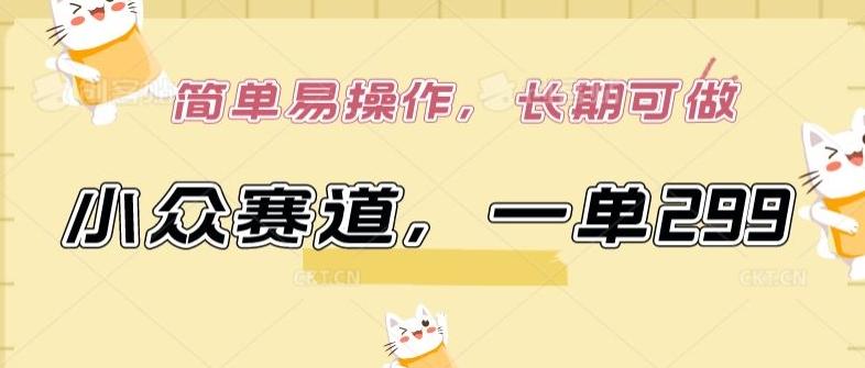 小众赛道，一单299.简单易操作，长期可做【揭秘】-数码之翼