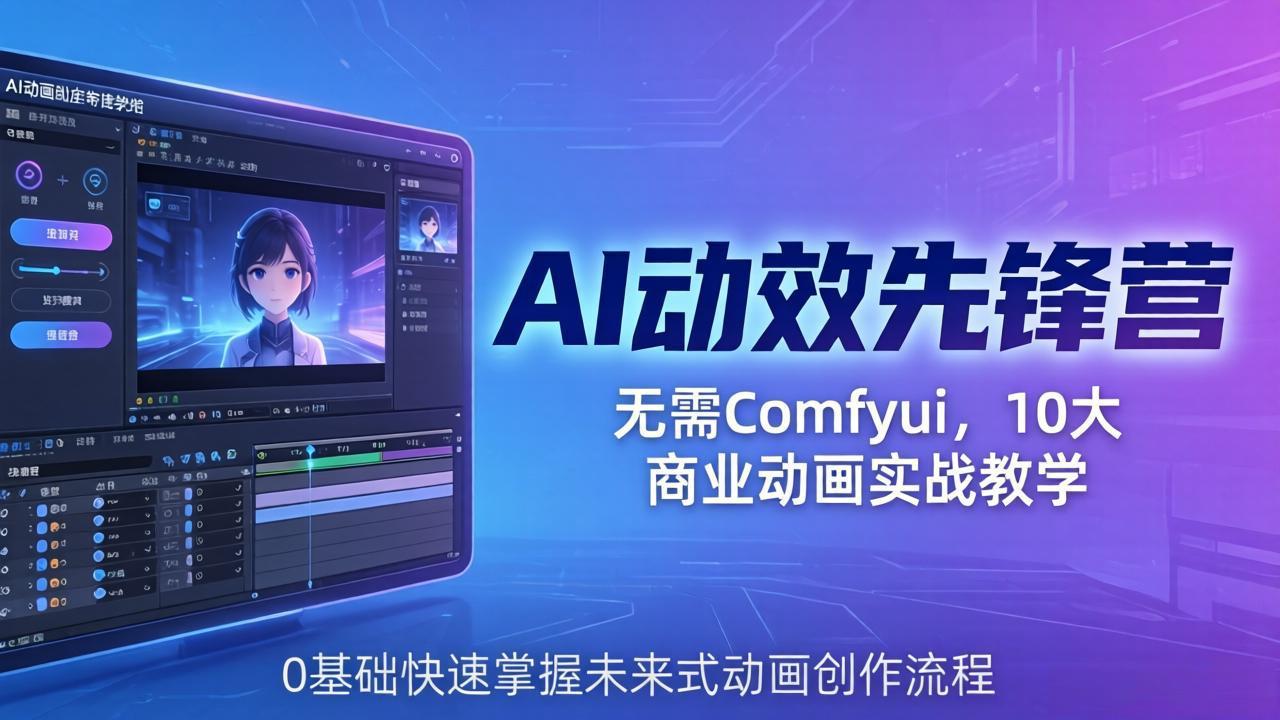 AI 动效先锋营：无需Comfyui，10大商业动画实战教学，0基础快速掌握未来式动画创作流程-数码之翼