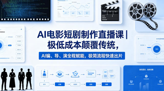AI电影短剧制作直播课｜极低成本颠覆传统，AI编、导、演全程赋能，极简流程快速出片-数码之翼