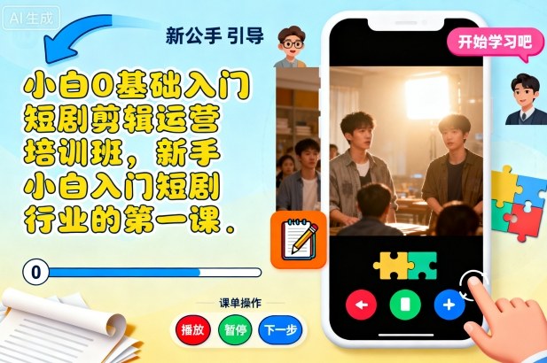 小白0基础入门短剧剪辑运营培训班，新手小白入门短剧行业的第一课-数码之翼