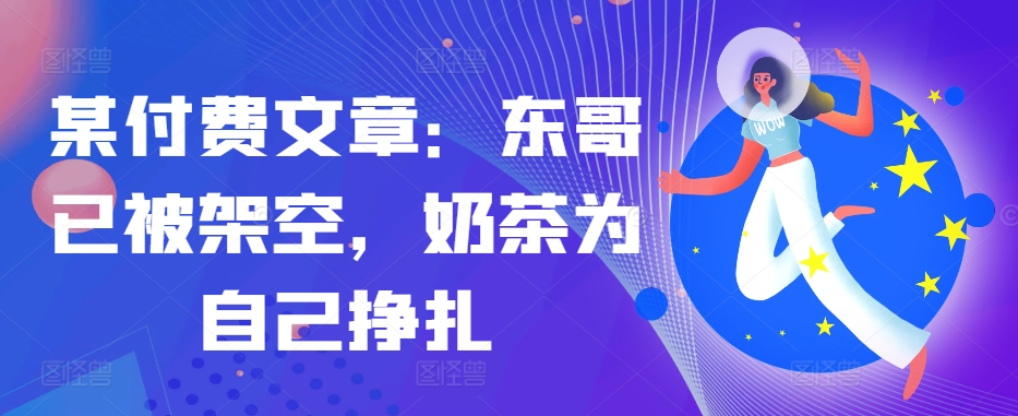 某付费文章：东哥已被架空，奶茶为自己挣扎!!-数码之翼