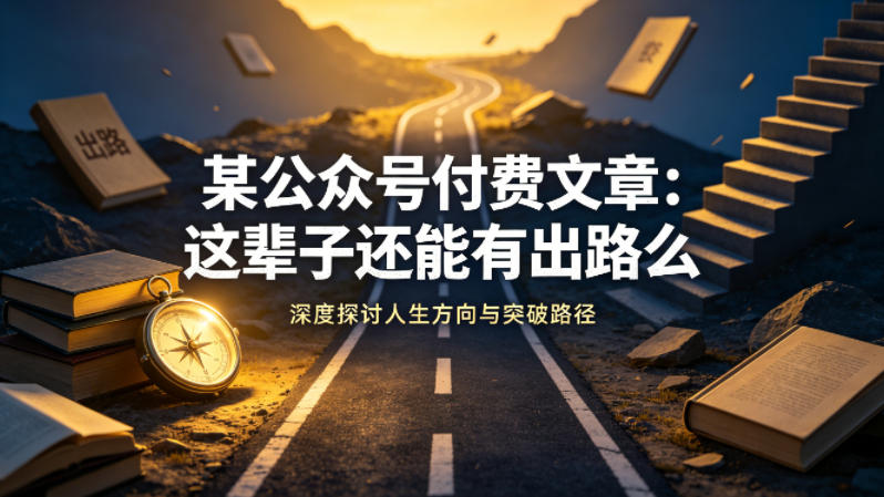 某公众号付费文章：这辈子还能有出路么-数码之翼