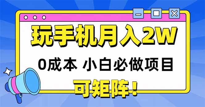 玩玩手机月入20000+，0成本小白必做项目，可矩阵-数码之翼