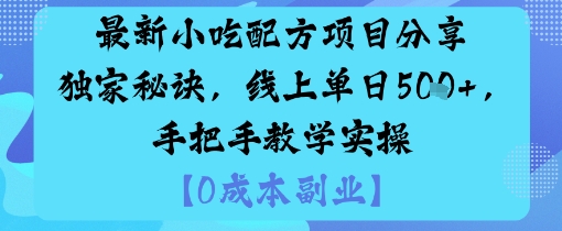 最新小吃配方项目分享独家秘诀，线上单日5张，手把手教学实操-数码之翼