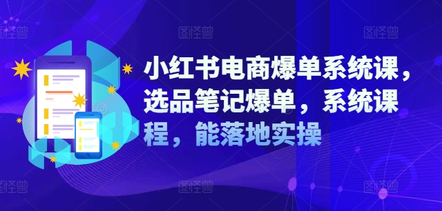 小红书电商爆单系统课，选品笔记爆单，系统课程，能落地实操-数码之翼