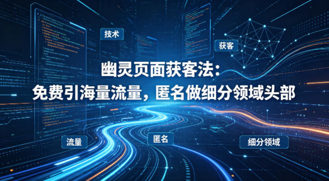 用懂技术！幽灵页面获客法：免费引海量流量，匿名做细分领域头部-数码之翼