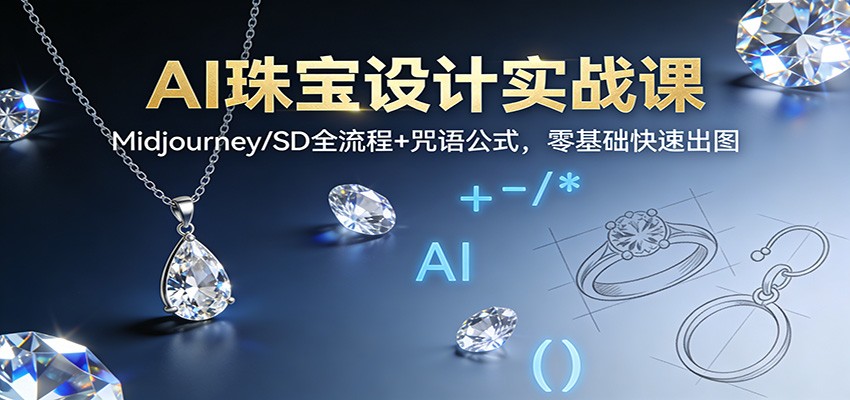 AI珠宝设计实战课：Midjourney/SD全流程+咒语公式，零基础快速出图-数码之翼