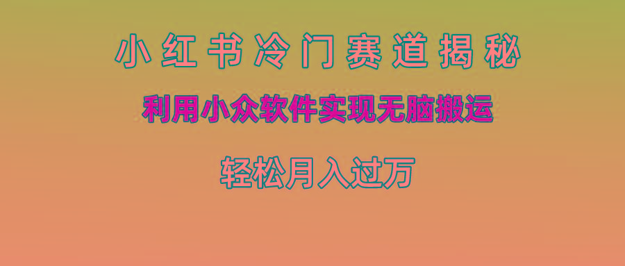 小红书冷门赛道揭秘,利用小众软件实现无脑搬运，轻松月入过万-数码之翼