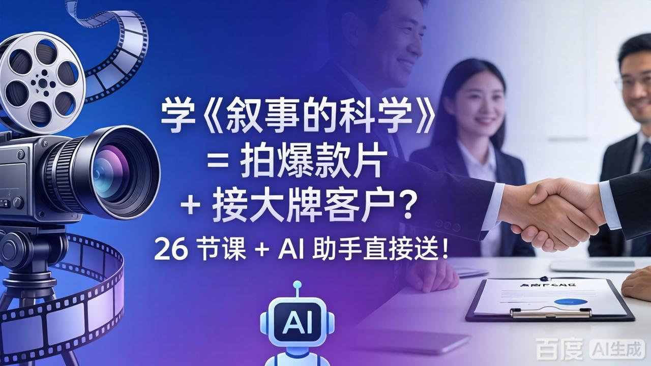 学《叙事的科学》= 拍爆款片 + 接大牌客户？26 节课 + AI 助手直接送！-数码之翼