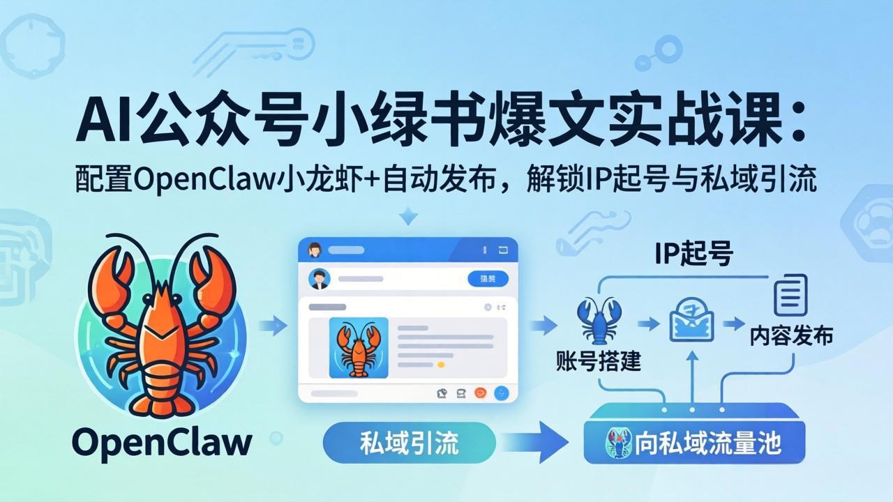 AI公众号小绿书变现实战课：小绿书爆文写作+OpenClaw自动发布，解锁IP起号与私域引流-数码之翼