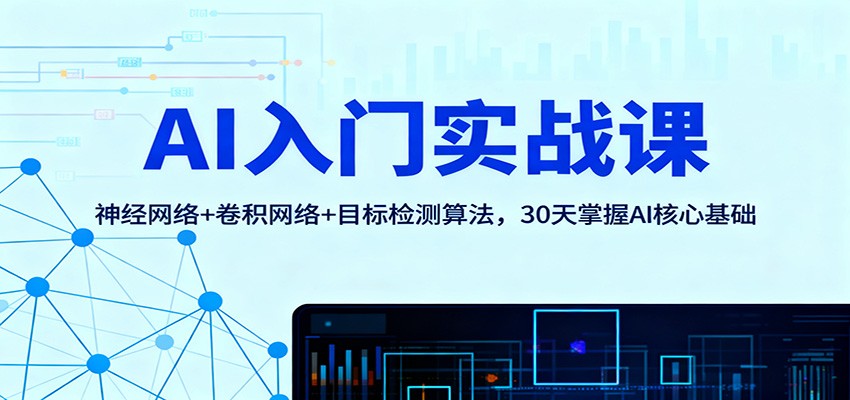 AI入门实战课：神经网络+卷积网络+目标检测算法，30天掌握AI核心基础-数码之翼