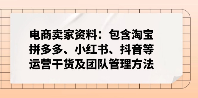 电商卖家资料：包含淘宝、拼多多、小红书、抖音等运营干货及团队管理方法-数码之翼