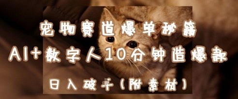 宠物赛道爆单秘籍：AI+数字人10分钟造爆款，日入1k-数码之翼