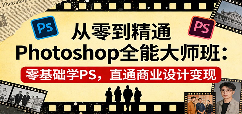 从零到精通Photoshop全能大师班：零基础学PS，直通商业设计变现-数码之翼