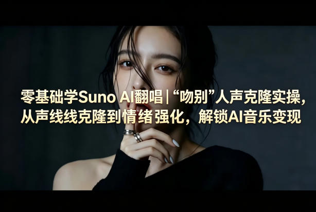 零基础学Suno AI翻唱｜《吻别》人声克隆实操，从声线克隆到情绪强化，解锁AI音乐变现-数码之翼