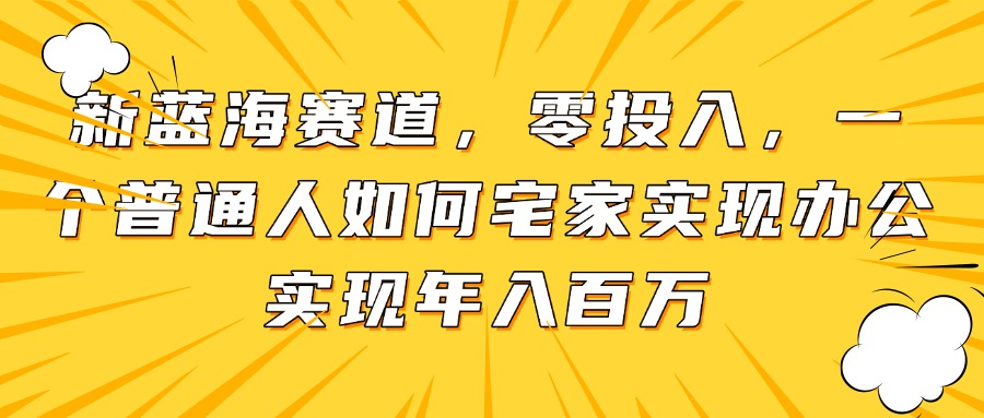 新蓝海赛道，零投入，一个普通人如何宅家办公实现年入百万-数码之翼