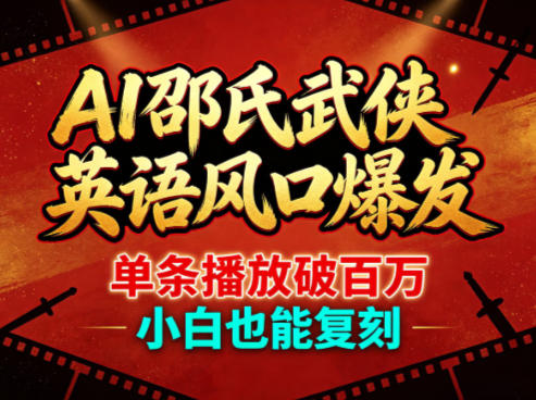 AI邵氏武侠英语风口爆发，单条播放破百万，小白也能复刻-数码之翼