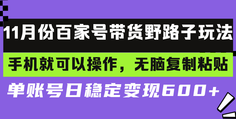 百家号带货野路子玩法 手机就可以操作，无脑复制粘贴 单账号日稳定变现…-数码之翼