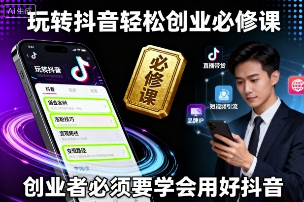 玩转抖音轻松创业必修课，创业者必须要学会用好抖音-数码之翼