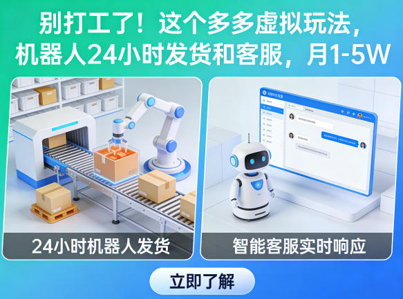别打工了！这个多多虚拟玩法，机器人24小时发货和客服，月1-5W【揭秘】-数码之翼