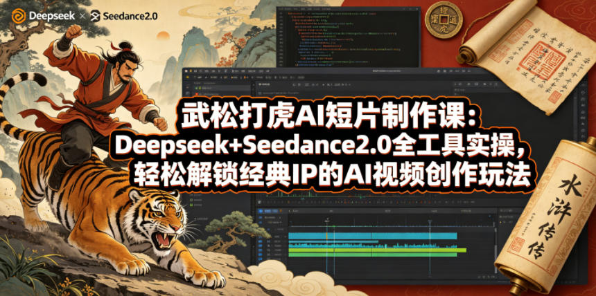 武松打虎AI短片制作课：Deepseek+Seedance2.0全工具实操，轻松解锁经典IP的AI视频创作玩法-数码之翼
