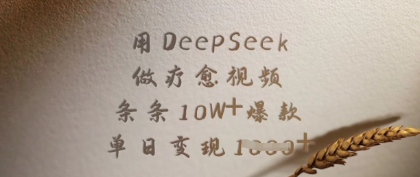 用DeepSeek做疗愈视频，条条10W+爆款，单日变现多张-数码之翼