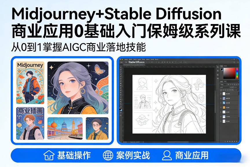 AIGC商业应用Midjourney+Stable Diffusion教程,0基础入门保姆级系列课-数码之翼