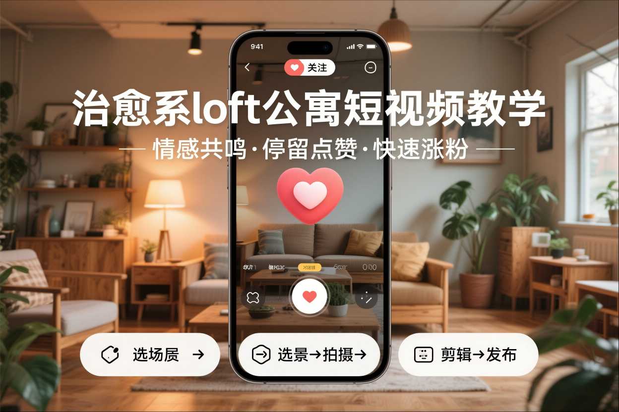 治愈系loft公寓短视频制作教学,情感共鸣引停留点赞关注,快速起号涨粉-数码之翼