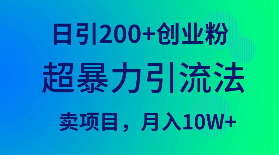(9654期)超暴力引流法,日引200+创业粉,卖项目月入10W+-数码之翼
