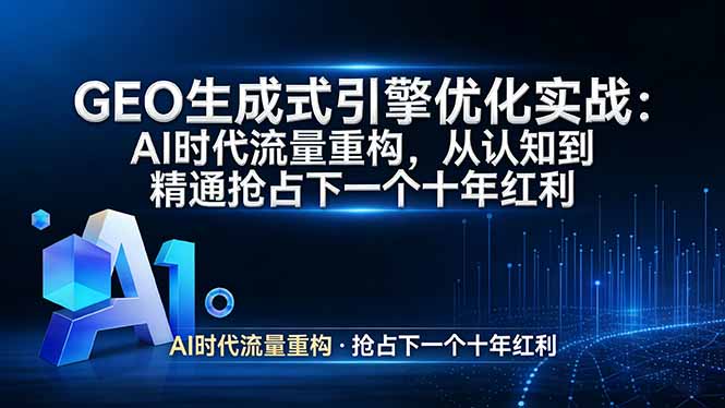 GEO 生成式引擎优化实战：AI时代流量重构，从认知到精通抢占下一个十年红利-数码之翼