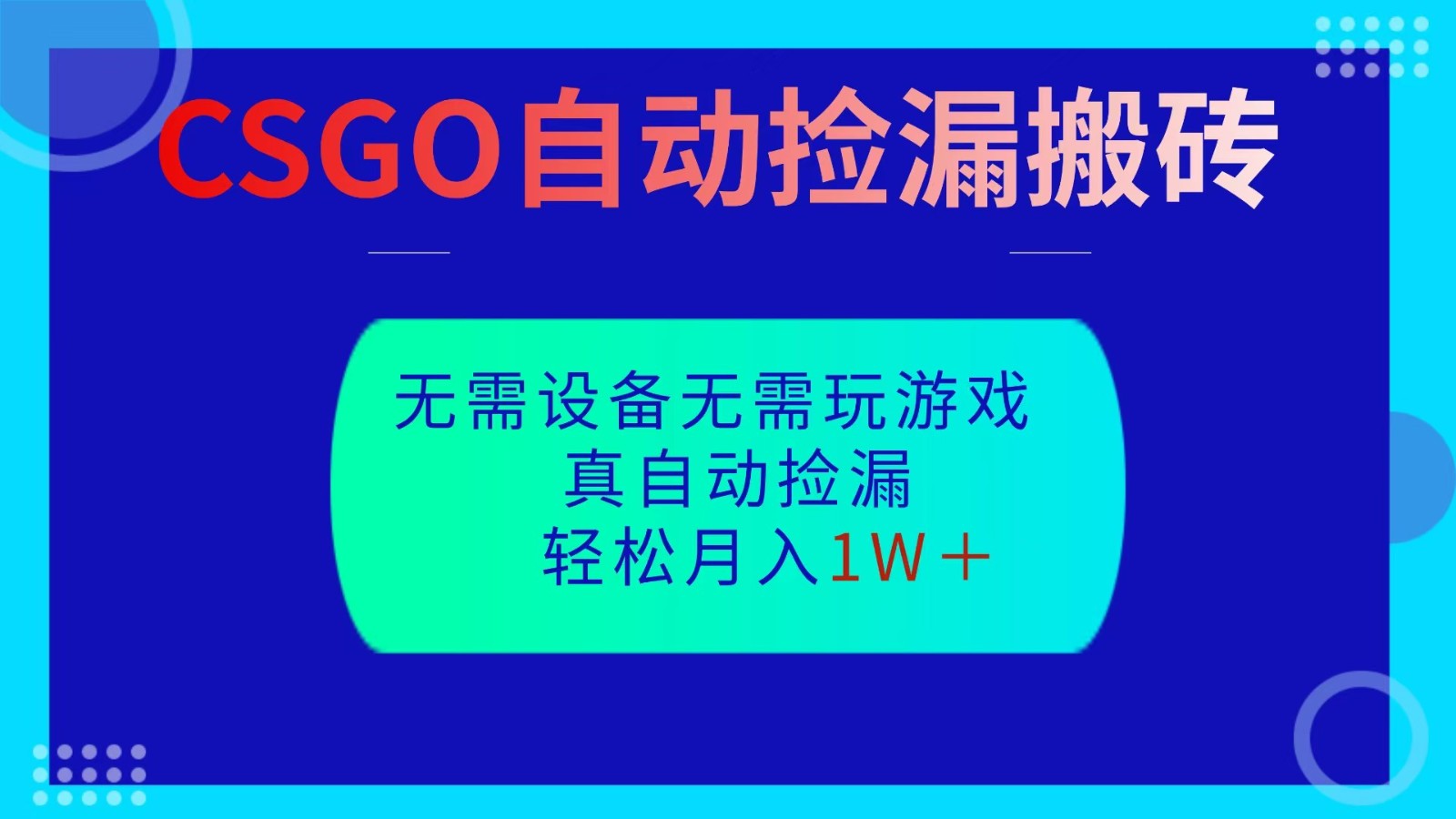 CSGO自动捡漏搬砖，当天操作当天见结果，无需了解游戏，包教包会包落地-数码之翼