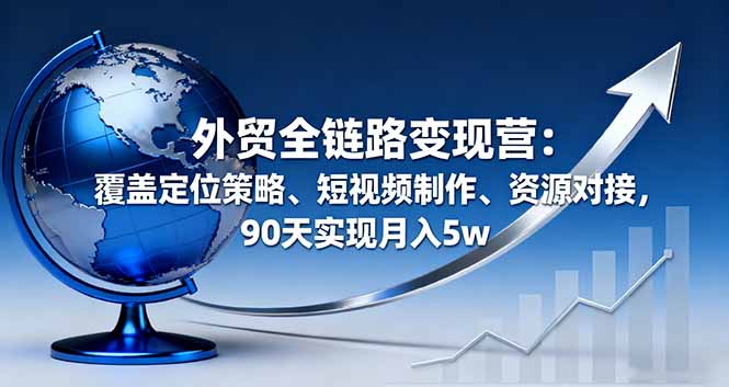 外贸全链路变现营：覆盖定位策略、短视频制作、资源对接，90天实现月入5w-数码之翼