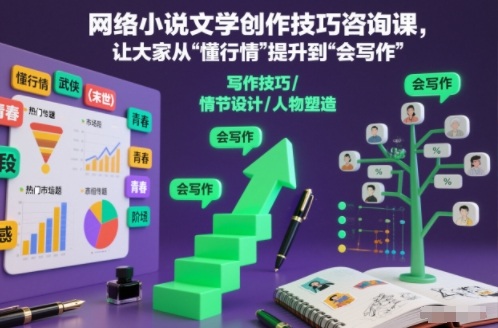 网络小说文学创作技巧咨询课，让大家从“懂行情”提升到”会写作”的高度-数码之翼