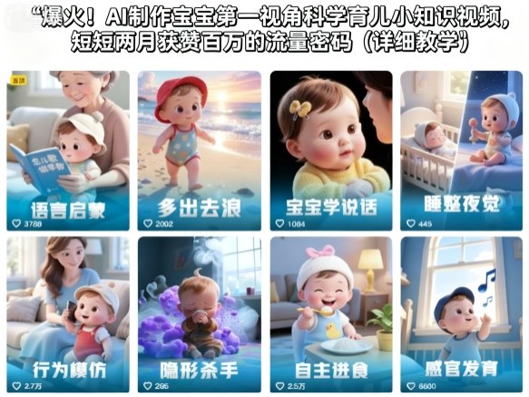 爆火！AI制作宝宝第一视角科学育儿小知识视频，短短两月获赞百万的流量密码(详细教学)-数码之翼