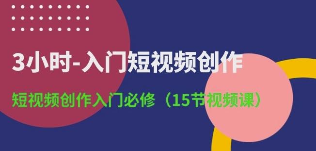 3小时-入门短视频创作：短视频创作入门必修(15节视频课)-数码之翼