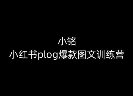 小铭-小红书plog爆款图文训练营，教你从0-1做小红书-数码之翼