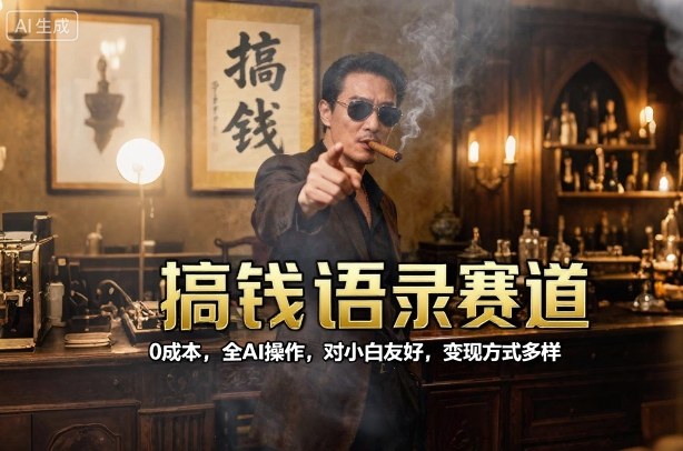 搞钱语录赛道，0成本，全AI操作，对小白友好，变现方式多样-数码之翼